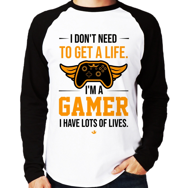 Camiseta Raglan I'm a gamer, I have lots of lives Manga Longa
