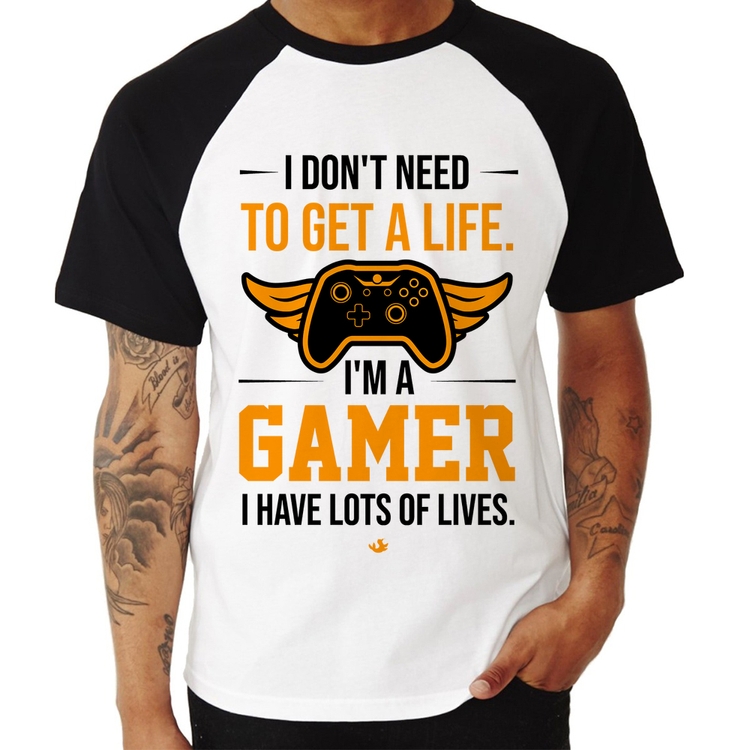 Camiseta Raglan I'm a gamer, I have lots of lives