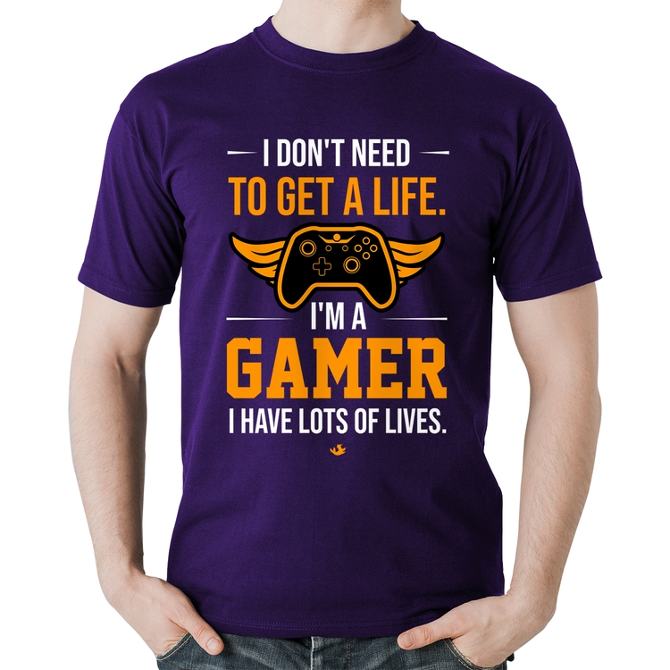 Camiseta Algodão I'm a gamer, I have lots of lives - Roxa