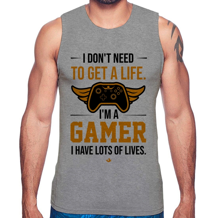 Regata I'm a gamer, I have lots of lives - Cinza