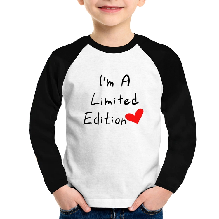 Camiseta Raglan Infantil I'm A Limited Edition Manga Longa