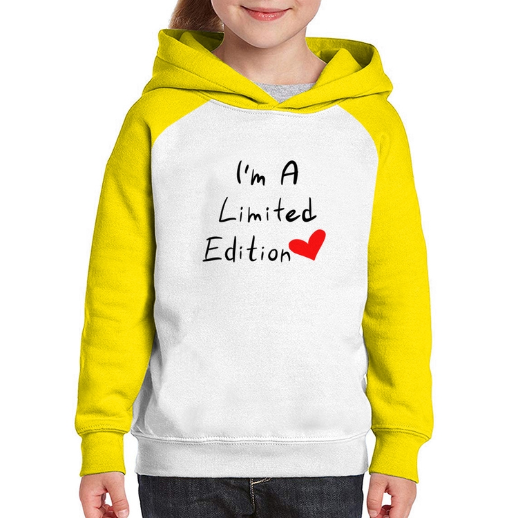 Moletom Infantil I'm A Limited Edition - Branco/Amarelo