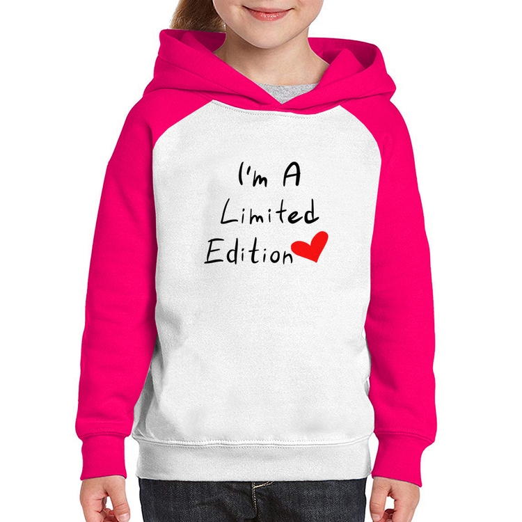 Moletom Infantil I'm A Limited Edition - Branco/Rosa