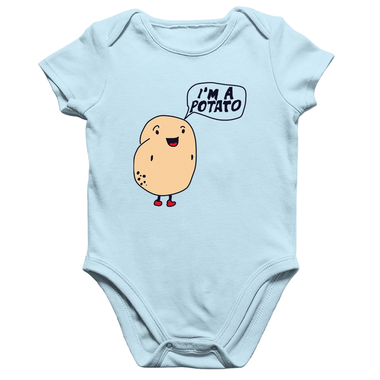 Body Bebê Algodão I'm A Potato - Azul Bebê