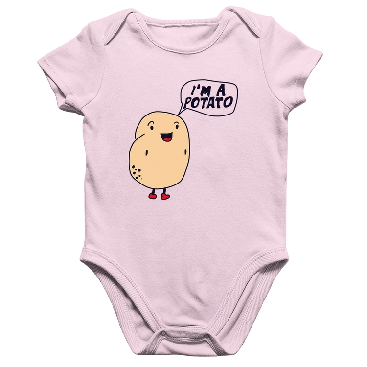 Body Bebê Algodão I'm A Potato - Rosa Bebê