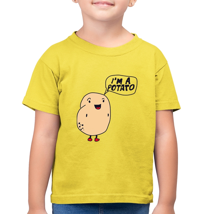 Camiseta Algodão Infantil I'm A Potato - Amarelo Canário