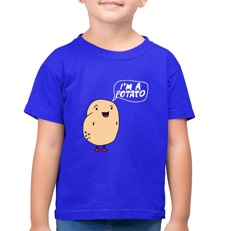 Camiseta Algodão Infantil I'm A Potato - Azul Royal
