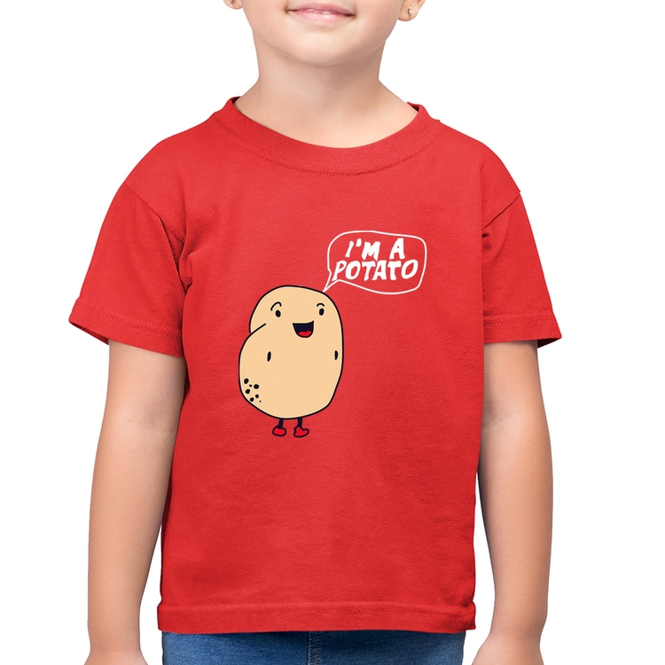 Camiseta Algodão Infantil I'm A Potato - Vermelha