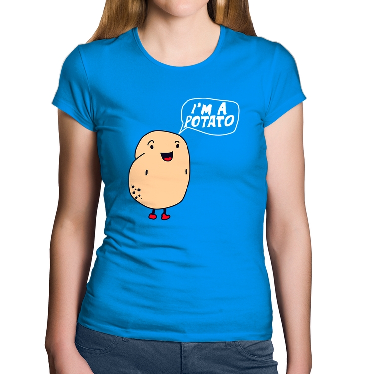 Baby Look Algodão I'm A Potato - Azul