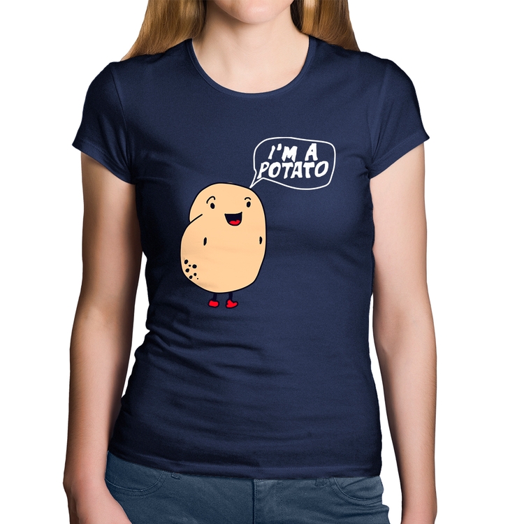 Baby Look Algodão I'm A Potato - Marinho