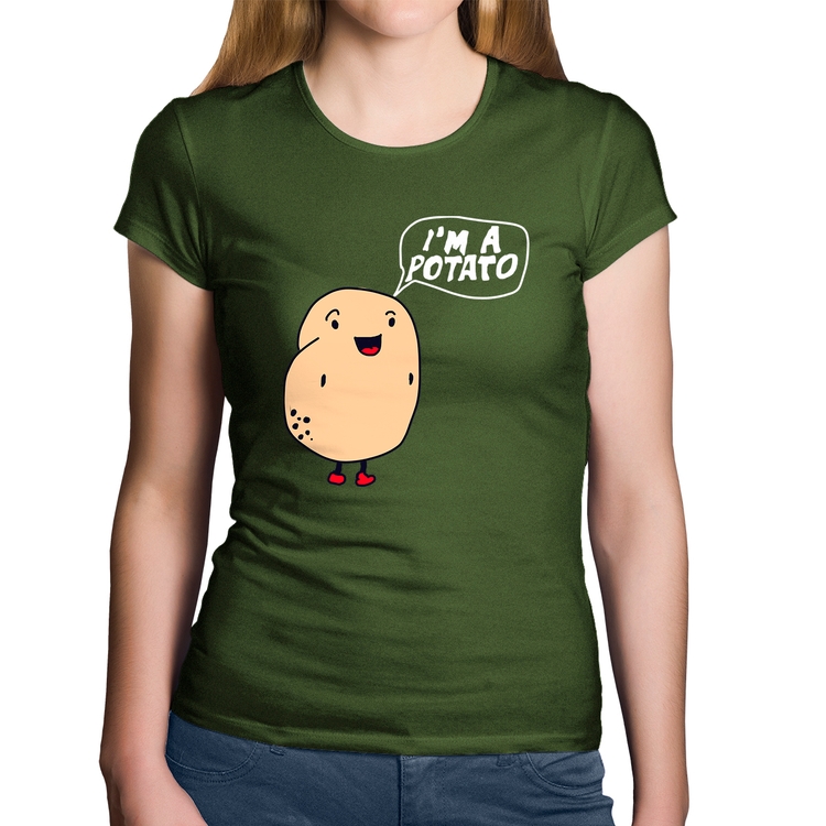 Baby Look Algodão I'm A Potato - Musgo