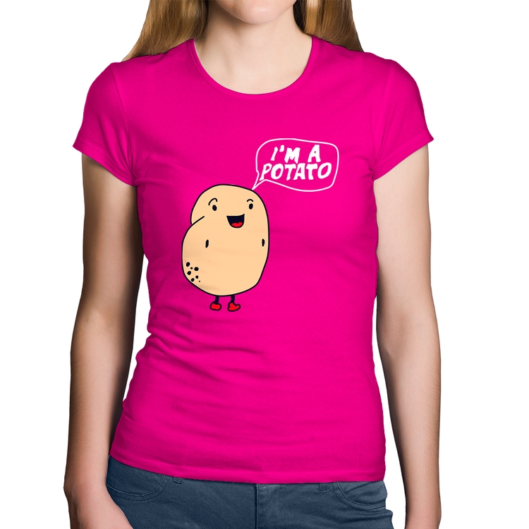 Baby Look Algodão I'm A Potato - Rosa