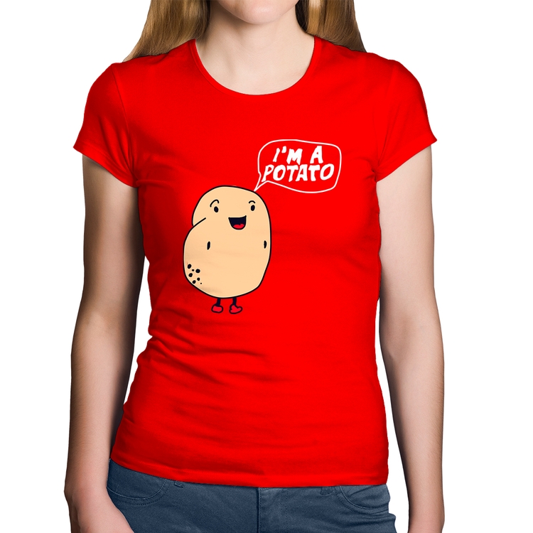 Baby Look Algodão I'm A Potato - Vermelha