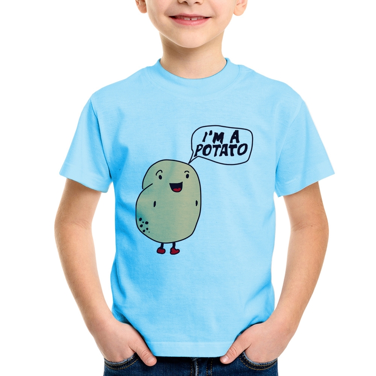 Camiseta Infantil I'm A Potato - Azul Bebê