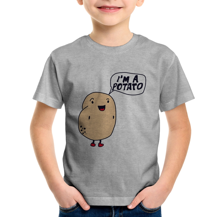 Camiseta Infantil I'm A Potato - Cinza