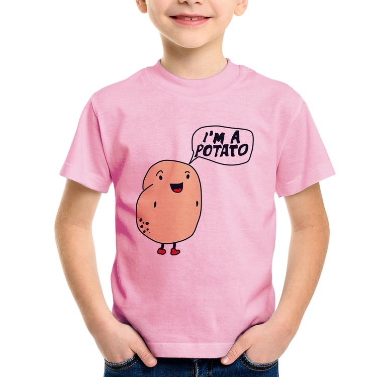 Camiseta Infantil I'm A Potato - Rosa Bebê