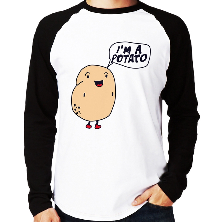 Camiseta Raglan I'm A Potato Manga Longa