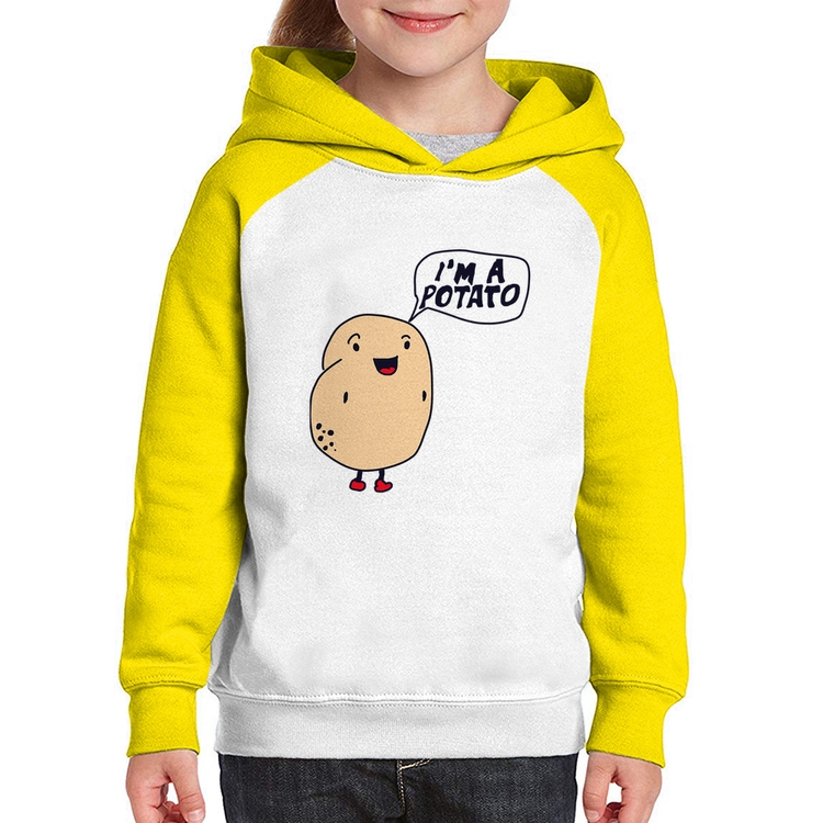 Moletom Infantil I'm A Potato - Branco/Amarelo