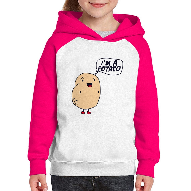 Moletom Infantil I'm A Potato - Branco/Rosa