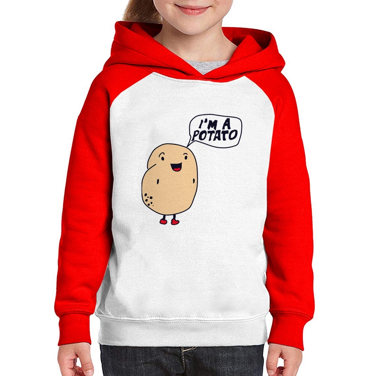 Moletom Infantil I'm A Potato - Branco/Vermelho