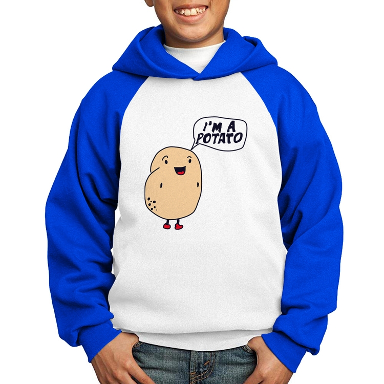 Moletom Infantil I'm A Potato - Branco/Azul