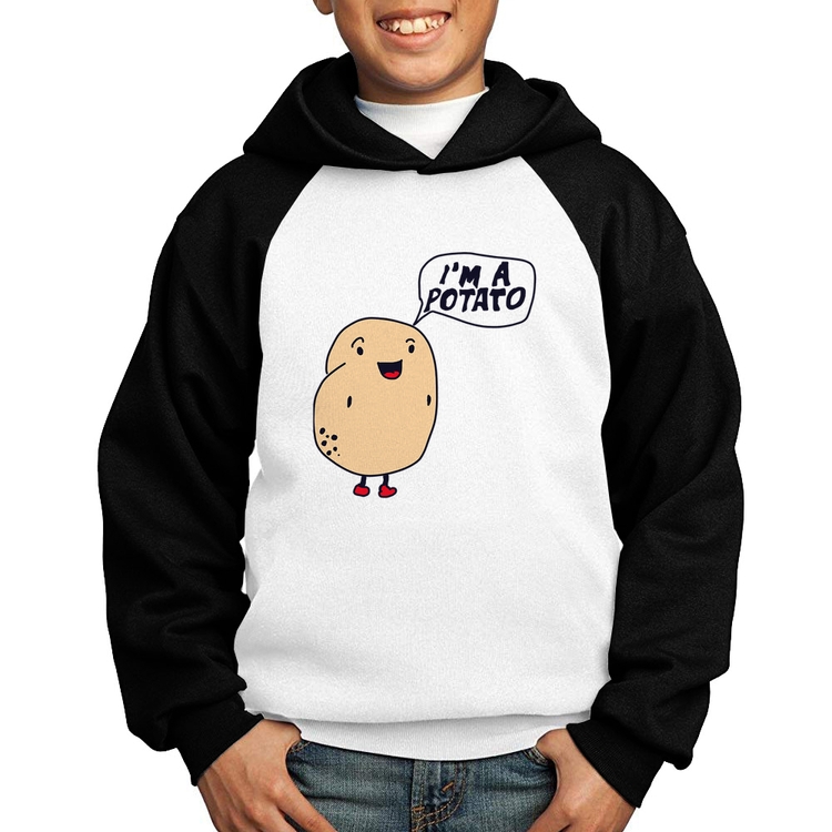 Moletom Infantil I'm A Potato - Branco/Preto