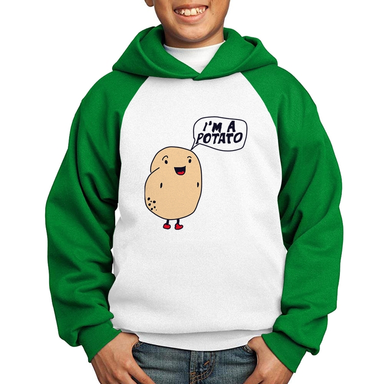Moletom Infantil I'm A Potato - Branco/Verde