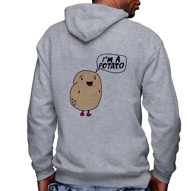 Blusa Moletom I'm A Potato Masculina com Capuz e Zíper - Mescla