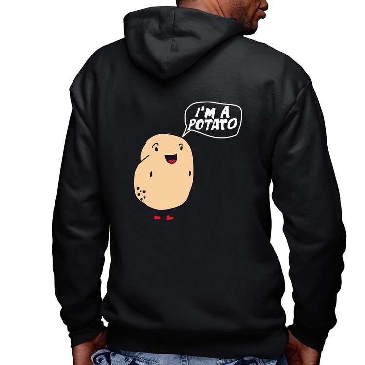 Blusa Moletom I'm A Potato Masculina com Capuz e Zíper
