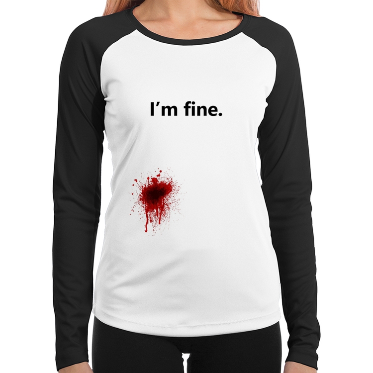 Baby Look Raglan I'm fine Manga Longa