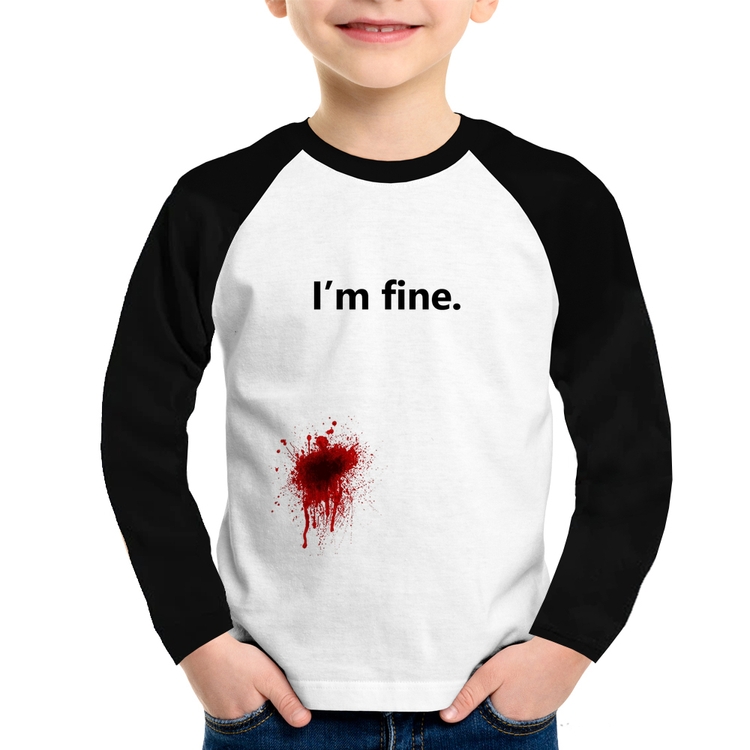 Camiseta Raglan Infantil I'm fine Manga Longa