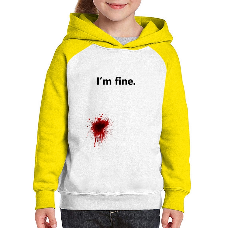 Moletom Infantil I'm fine - Branco/Amarelo