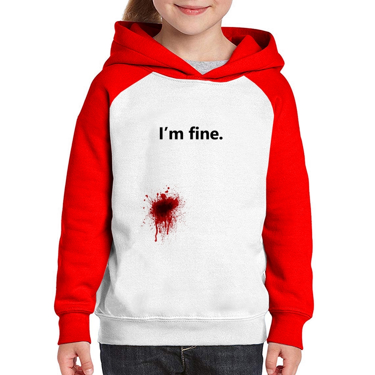Moletom Infantil I'm fine - Branco/Vermelho