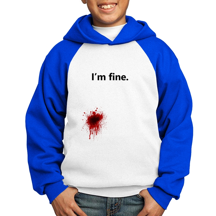 Moletom Infantil I'm fine - Branco/Azul