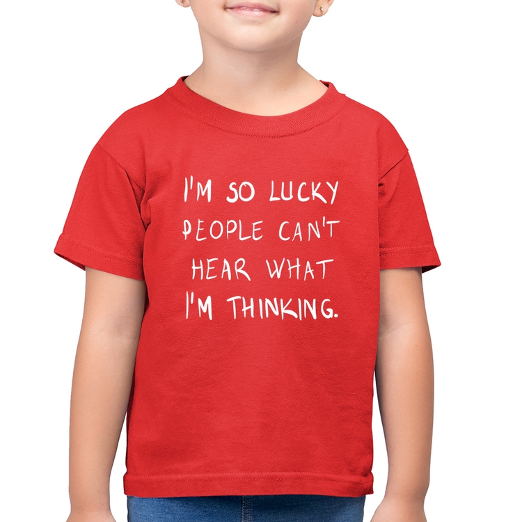 Camiseta Algodão Infantil I'm so Lucky  - Vermelha