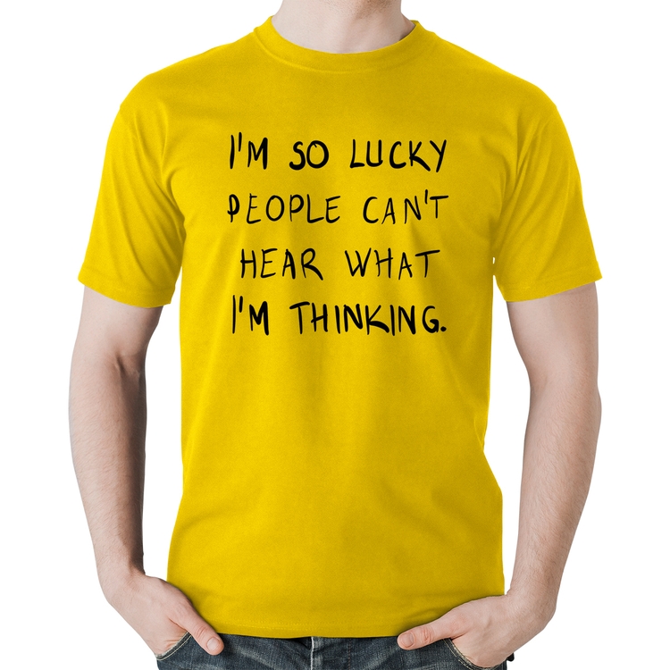 Camiseta Algodão I'm so Lucky  - Amarela