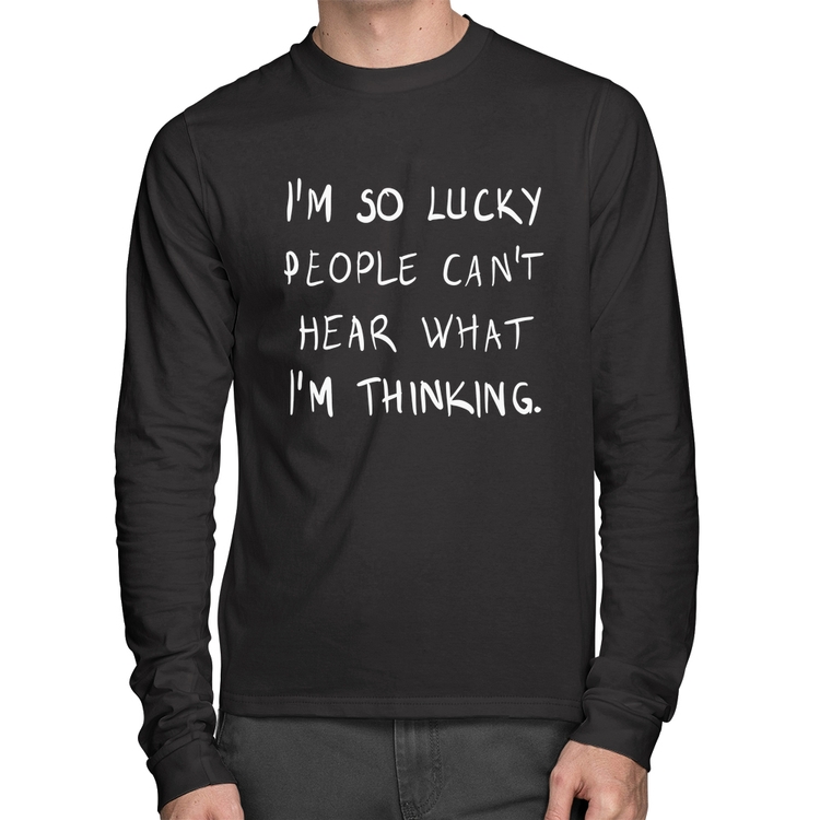 Camiseta Algodão I'm so Lucky  Manga Longa
