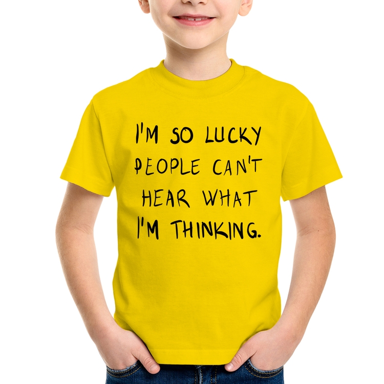 Camiseta Infantil I'm so Lucky  - Amarela
