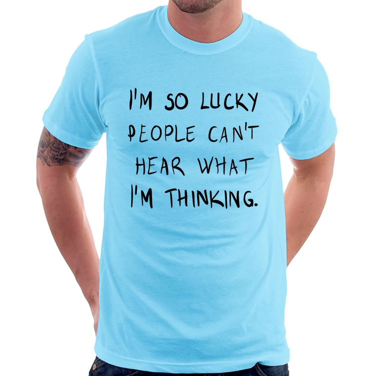 Camiseta I'm so Lucky  - Azul Bebê