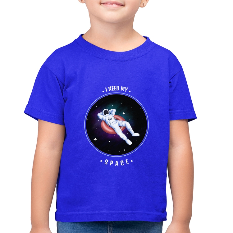 Camiseta Algodão Infantil I need my space - Azul Royal
