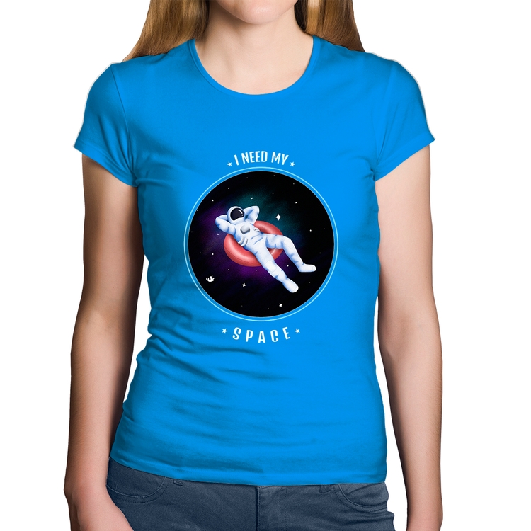 Baby Look Algodão I need my space - Azul