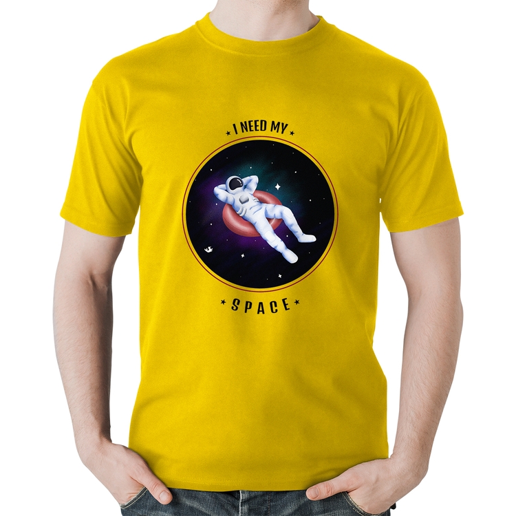 Camiseta Algodão I need my space - Amarela