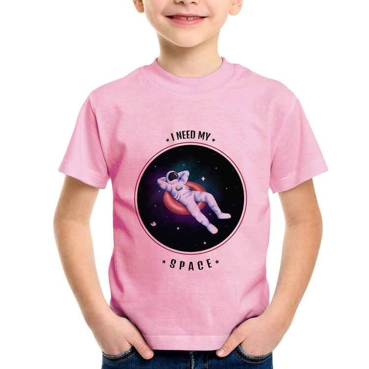 Camiseta Infantil I need my space - Rosa Bebê