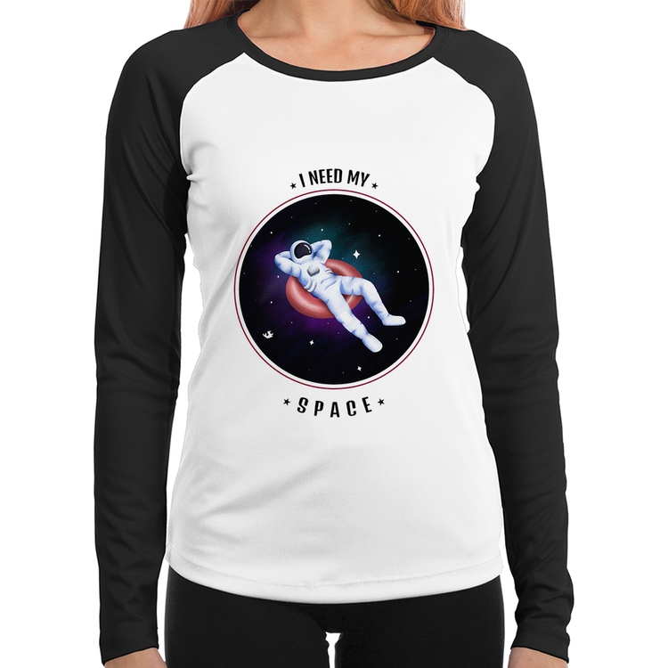 Baby Look Raglan I need my space Manga Longa