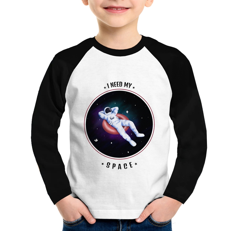 Camiseta Raglan Infantil I need my space Manga Longa