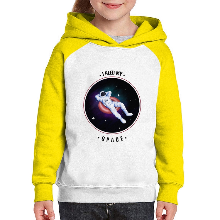 Moletom Infantil I need my space - Branco/Amarelo