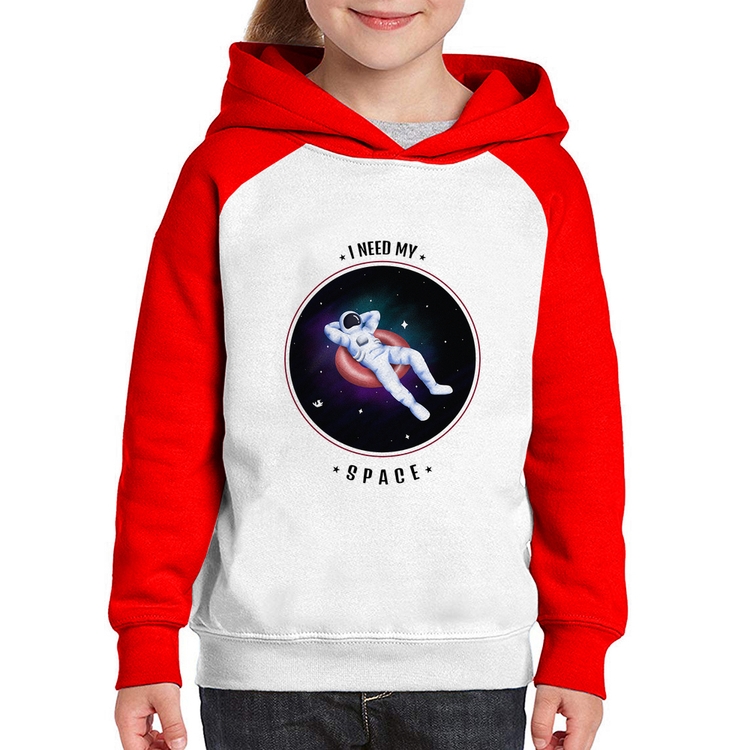 Moletom Infantil I need my space - Branco/Vermelho