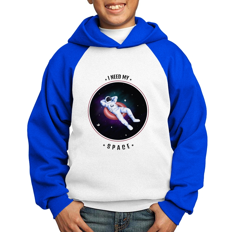 Moletom Infantil I need my space - Branco/Azul