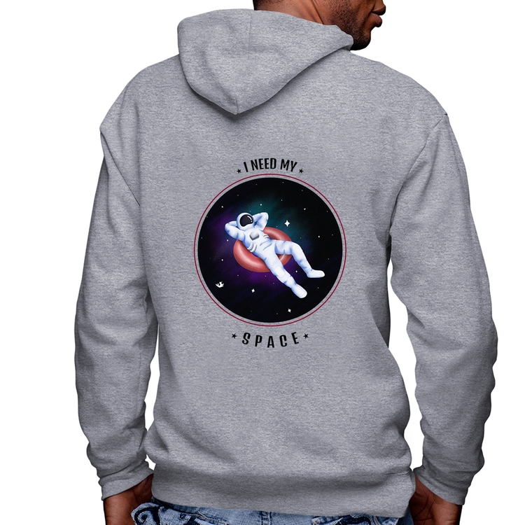 Blusa Moletom I need my space Masculina com Capuz e Zíper - Mescla