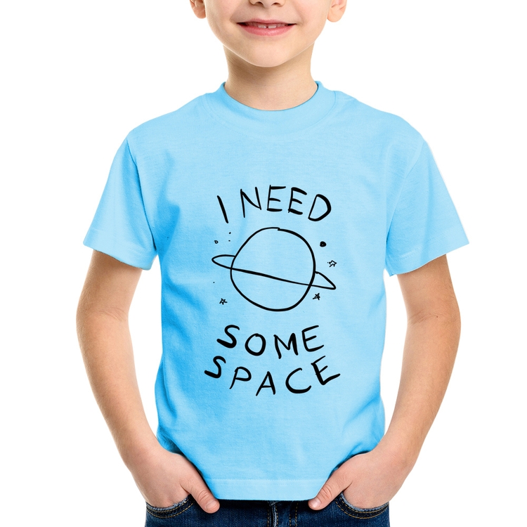Camiseta Infantil I Need Some Space - Azul Bebê